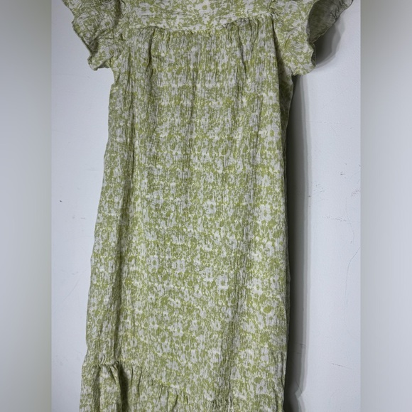 Rails Skylar Revolve Dress Green Posies Cotton Gauze Midi Ruffle Linen size XS - Picture 5 of 9